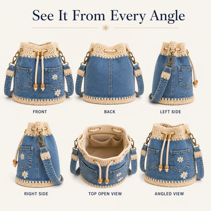 ✨👜Denim Crochet Bucket Bag