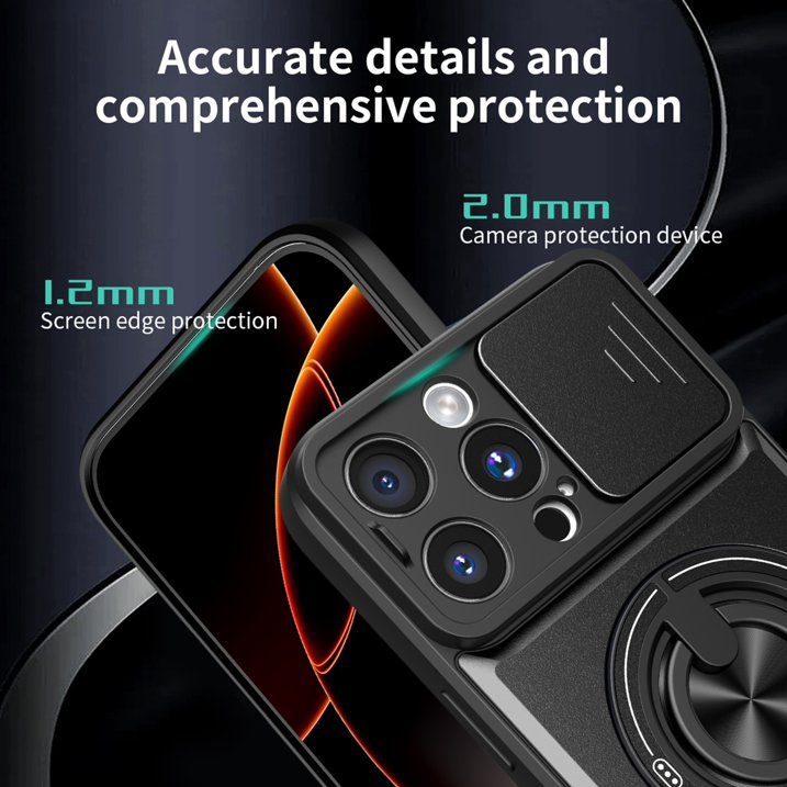 🛡️ Magnetic MagSafe Phone Case | Slide Camera Cover + Multi-Angle Kickstand & Ring Holder