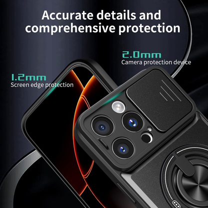 🛡️ Magnetic MagSafe Phone Case | Slide Camera Cover + Multi-Angle Kickstand & Ring Holder