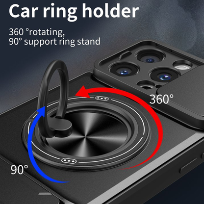 🛡️ Magnetic MagSafe Phone Case | Slide Camera Cover + Multi-Angle Kickstand & Ring Holder