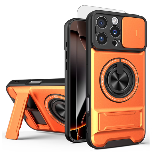🛡️ Magnetic MagSafe Phone Case | Slide Camera Cover + Multi-Angle Kickstand & Ring Holder