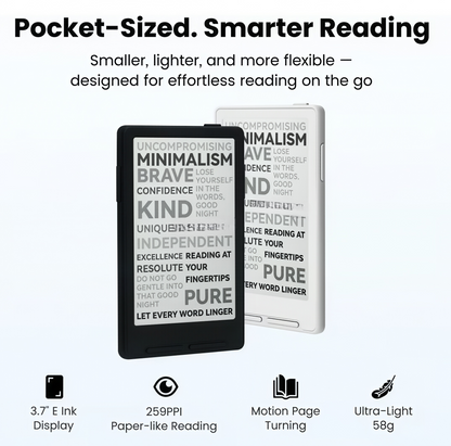 📖 3.7" Ultra-Portable E-Ink eBook Reader: Distraction-Free Pocket Reader with Gyroscope Page-Turn – 0.2" Thin, 2oz Lightweight Design for On-the-Go Reading