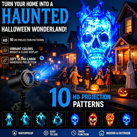 👻 Halloween Dual-Tube Water Wave Projection Light | Indoor/Outdoor LED Decorative Light