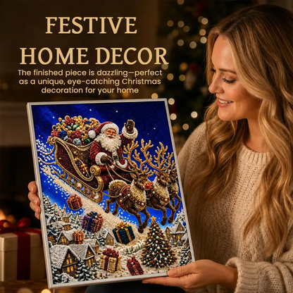 🎅🎄 Premium 3D Pearl Christmas Reindeer Diamond Painting Art Kit | Luxury Flocked Canvas with Scratch-Resistant Non-Fading Pearl Beads DIY Holiday Decor⛄️❄️