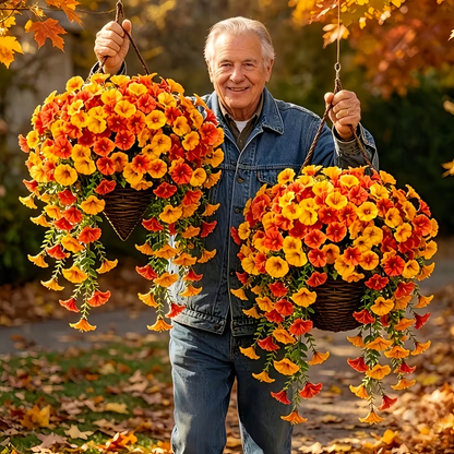 🍂 Artificial Fall Hanging Floral Swag | UV Resistant Autumn Orange Red Flower Garland