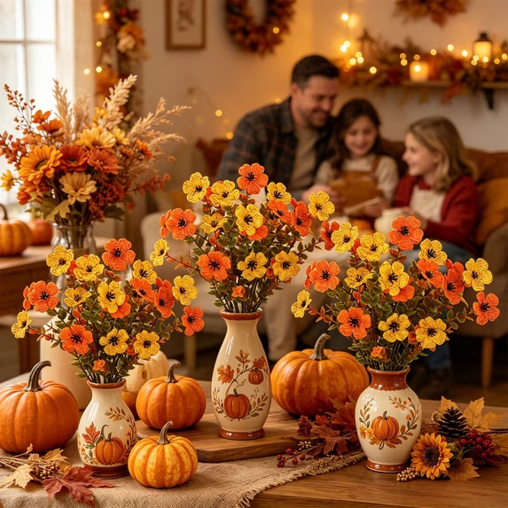 🏵️10 Pcs Artificial Flowers for Outdoor Decoration|UV-resistant autumn floral sprays