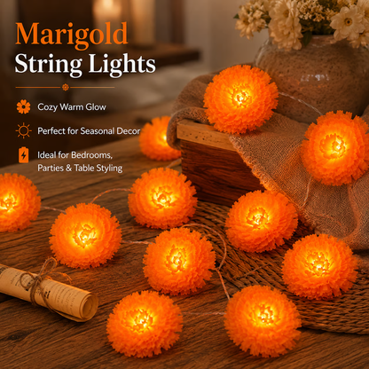 🌼 LED Marigold String Lights — Brighten Every Festive Celebration! ✨