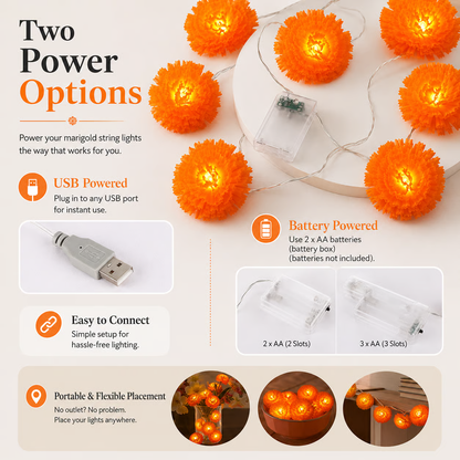 🌼 LED Marigold String Lights — Brighten Every Festive Celebration! ✨