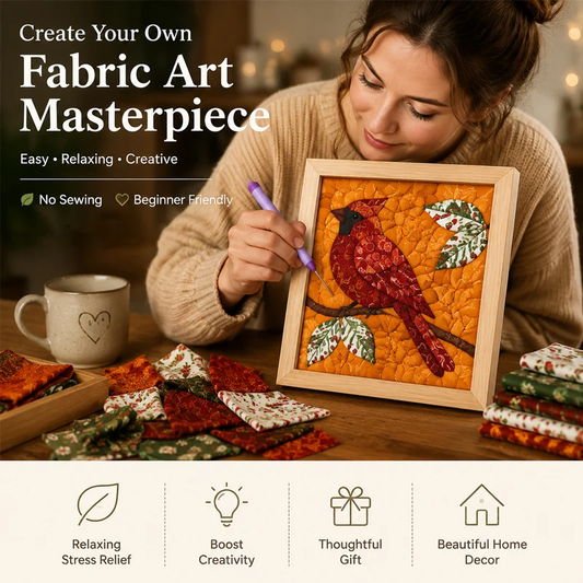 DIY Fabric Art Kit | No-Sew Fabric Mosaic Wall Art Craft with Frame & Tools