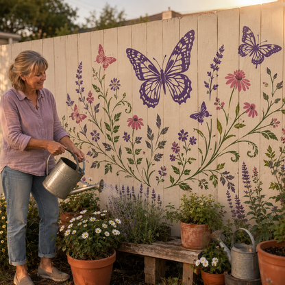 🌿 Garden Wall Stencil, Reusable DIY Kit for Walls, Fences & Patios