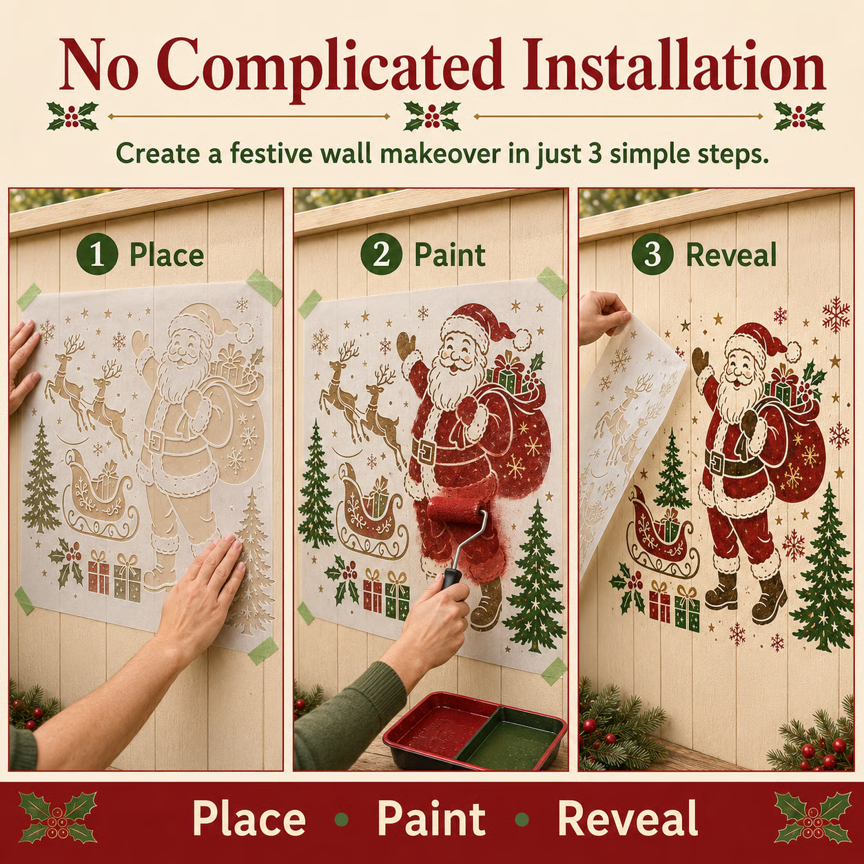 🌿 Garden Wall Stencil, Reusable DIY Kit for Walls, Fences & Patios