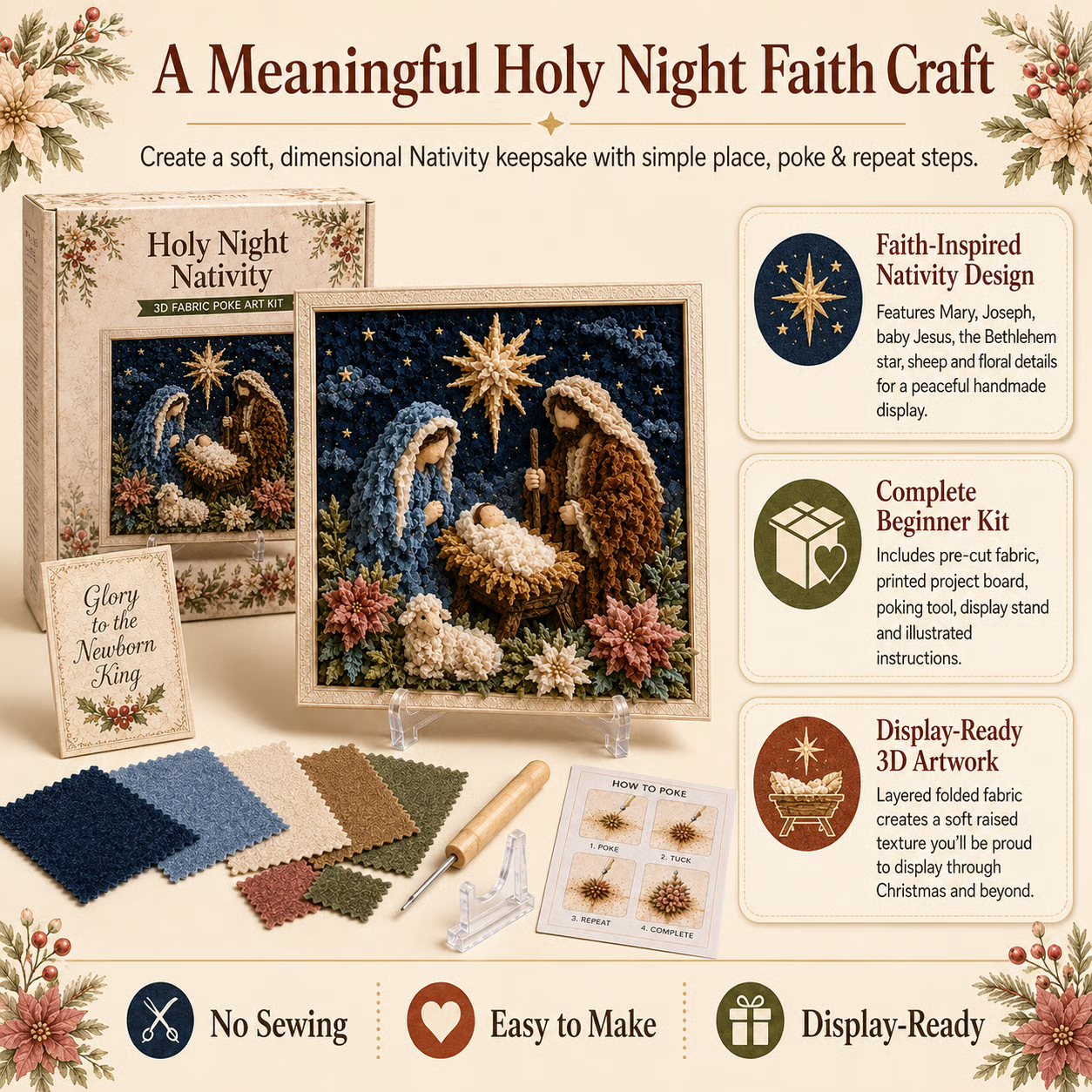🔥HOT SALE🔥 - ✝️3D Christian Fabric Poke Art Kit