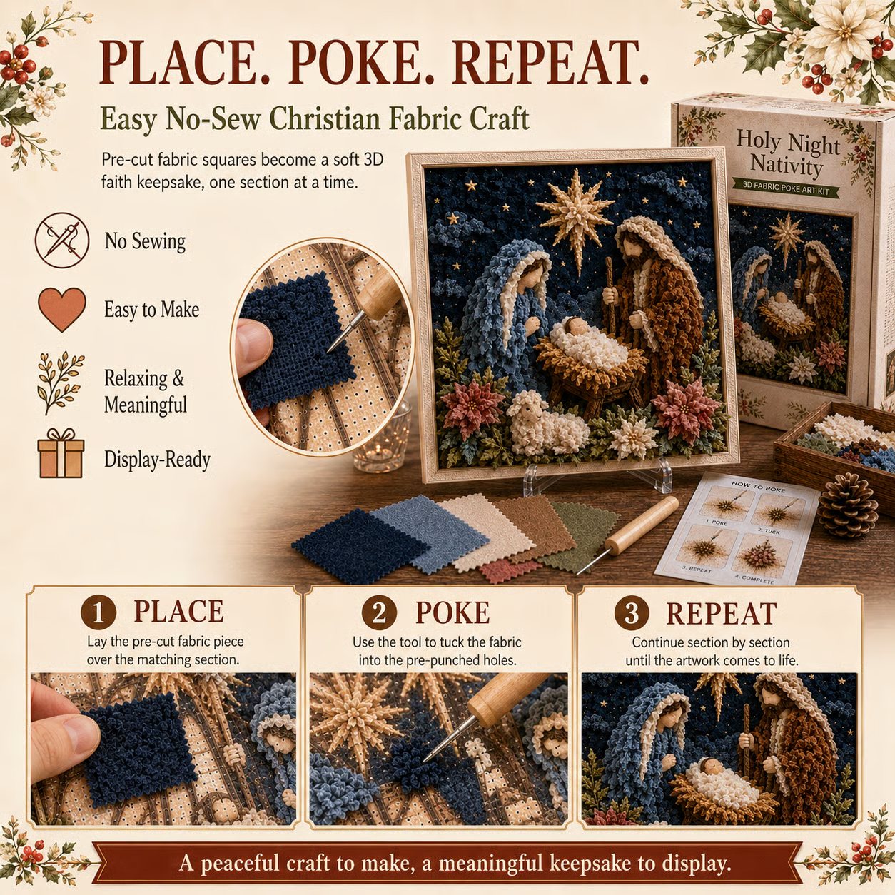 🔥HOT SALE🔥 - ✝️3D Christian Fabric Poke Art Kit