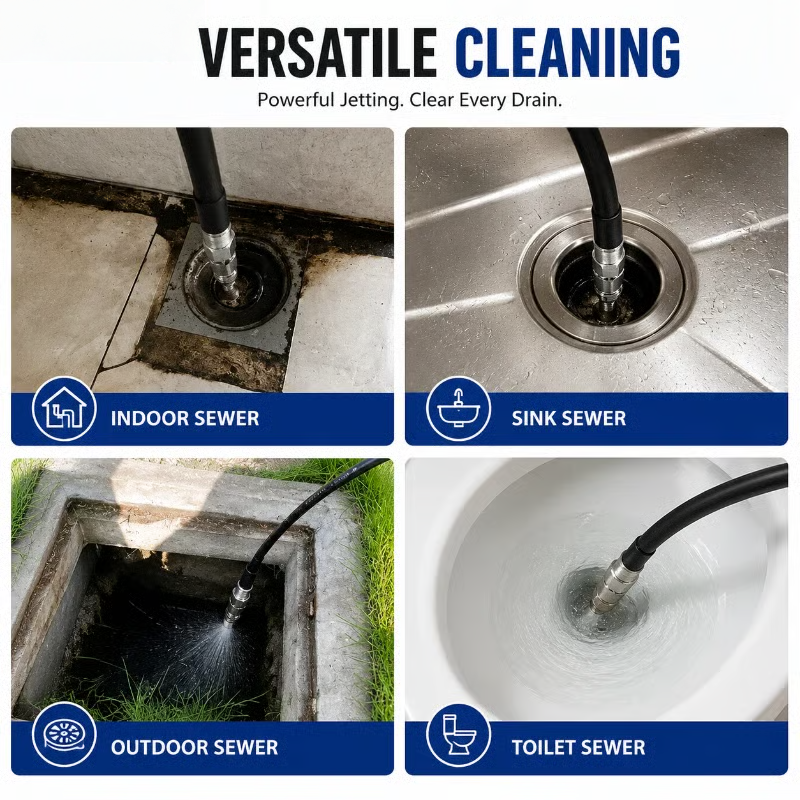 Stainless Steel Sewer Jetter Nozzle – 1/4-Inch Quick-Connect Drain Cleaning Attachment for Pressure Washers
