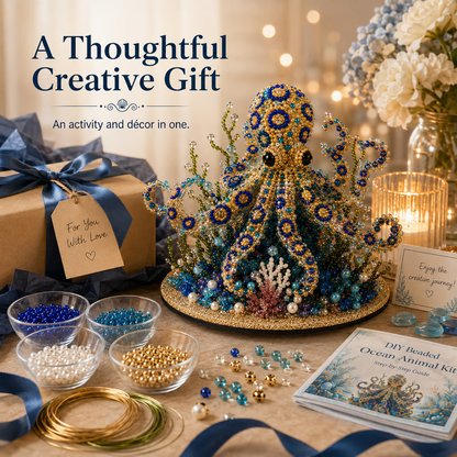 🌊 Ocean Sparkle Animal Craft Kit | Create a Dimensional Underwater Centerpiece with Colorful Beads, Pearls & Coastal Details 🐚✨