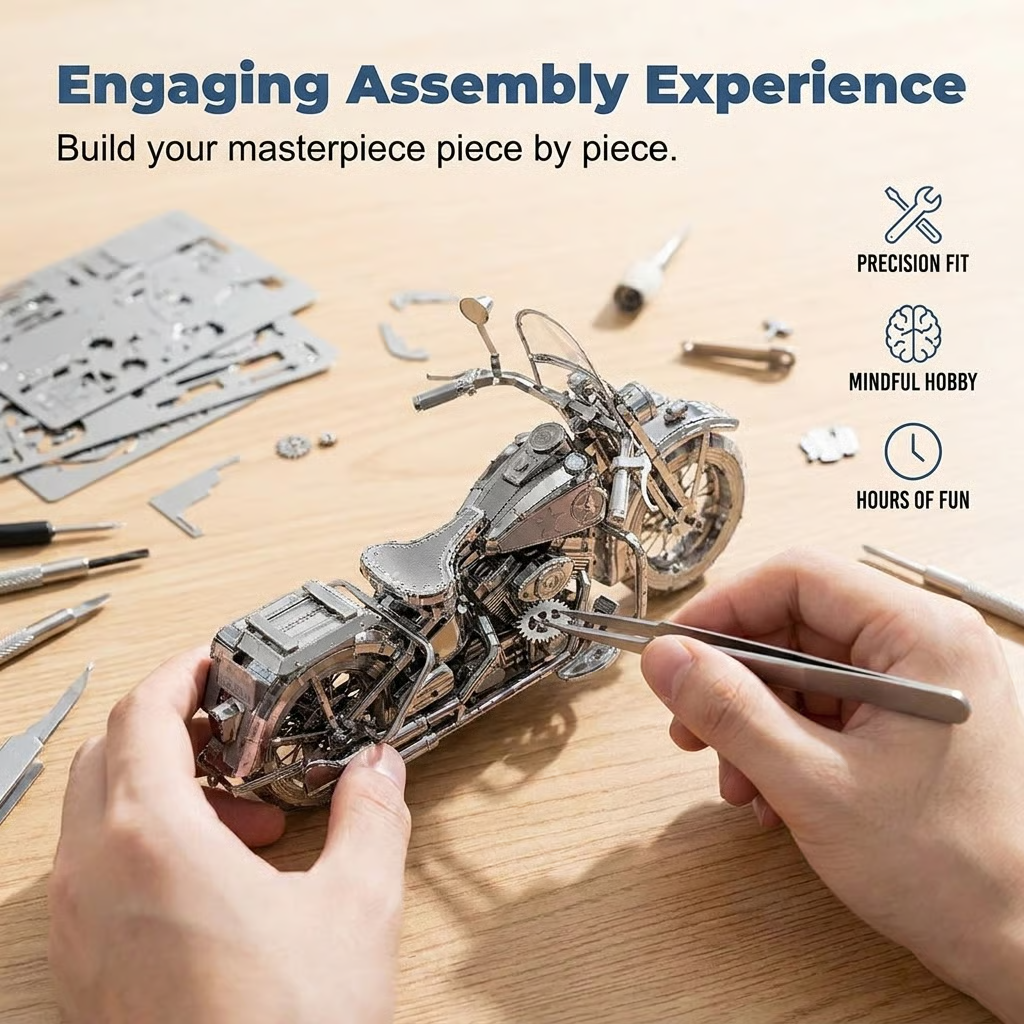 🔥Silver Motorcycle 3D Metal Assembly Puzzle