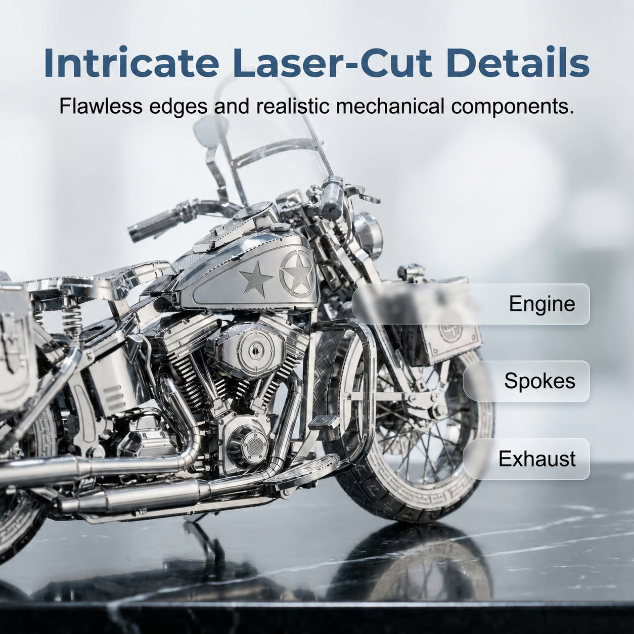 🔥Silver Motorcycle 3D Metal Assembly Puzzle