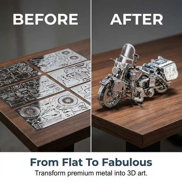 🔥Silver Motorcycle 3D Metal Assembly Puzzle