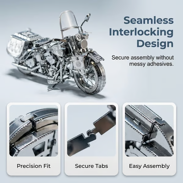 🔥Silver Motorcycle 3D Metal Assembly Puzzle