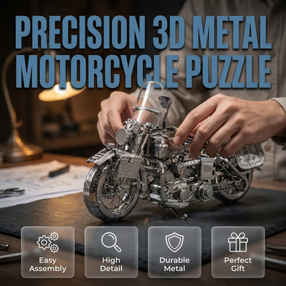 🔥Silver Motorcycle 3D Metal Assembly Puzzle