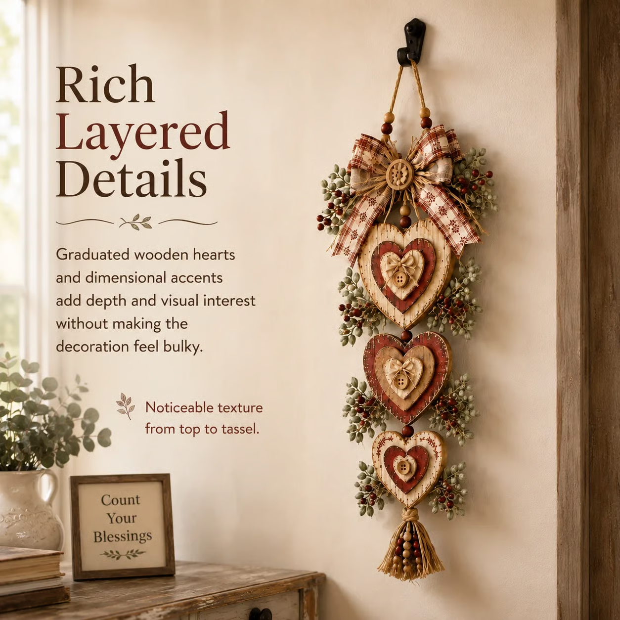 🤎Vintage Farmhouse Layered Heart Wall Hanging
