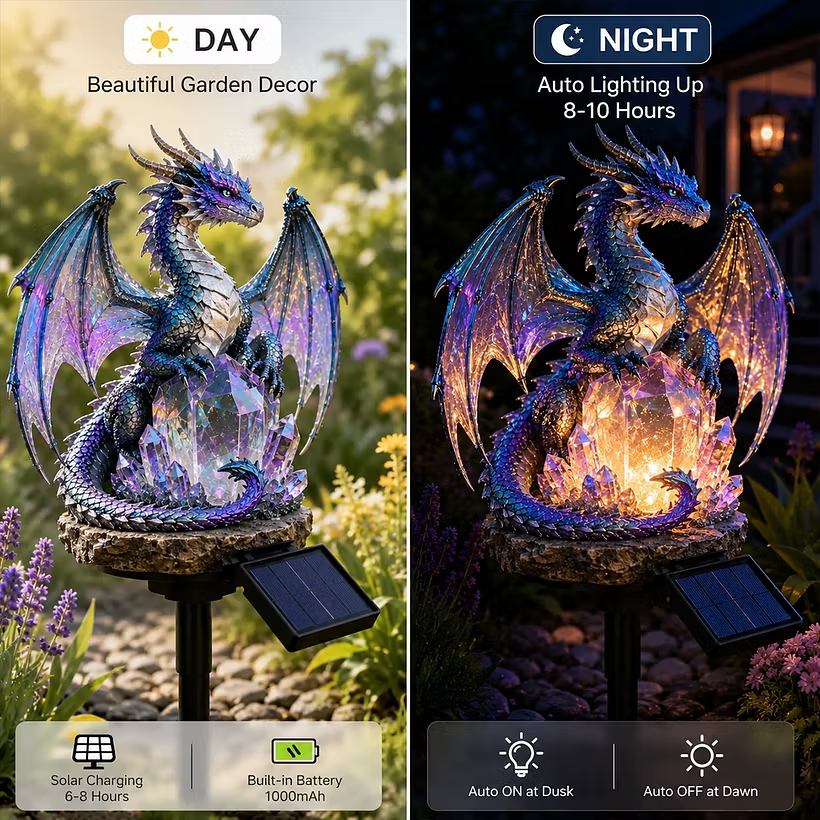 🐉Solar Dragon Crystal Garden Light – Glowing Fantasy Outdoor Yard Decor with Solar Panel