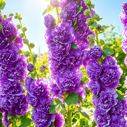 🌺Mixed Double Hollyhock Perennial Flower Seeds✨🌱Perennial Garden Flower