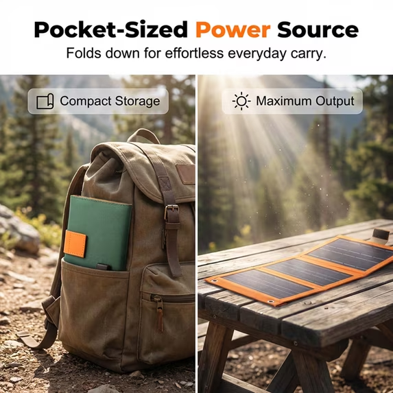 ☀️Tri-fold Solar Charger Bag – 10W Portable Solar Power Bank
