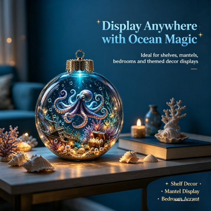 🌊 Ocean Series Illuminated 3D Model Decoration Collection | Clear Display Ornament with Detailed Sea Creatures, Coral, Shell & Pearl-Style Accents ✨