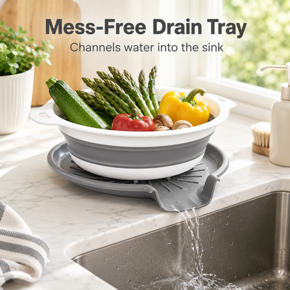 💧3-Piece Collapsible Colander Set - Space Saving Strainers with Draining Base