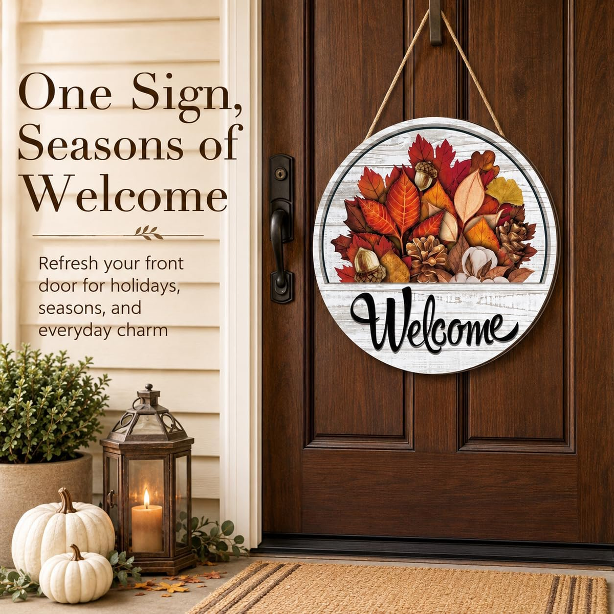 🧲 Interchangeable Magnetic Seasonal Welcome Door Sign|16-Piece Interchangeable Welcome Sign Set
