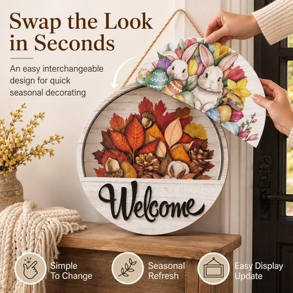 🧲 Interchangeable Magnetic Seasonal Welcome Door Sign|16-Piece Interchangeable Welcome Sign Set