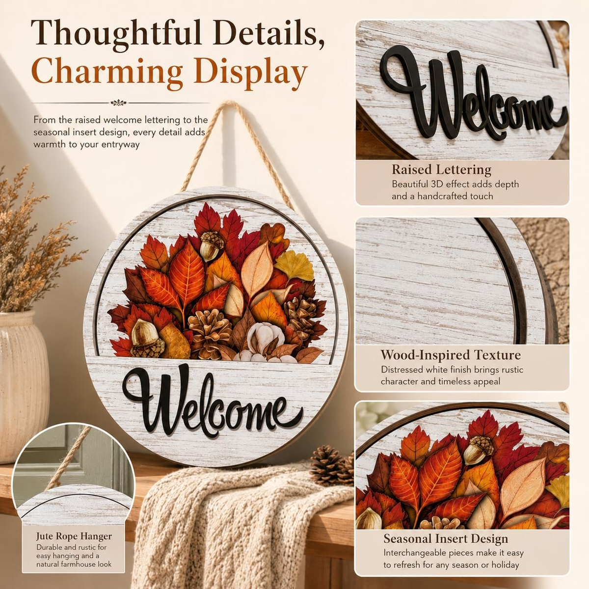 🧲 Interchangeable Magnetic Seasonal Welcome Door Sign|16-Piece Interchangeable Welcome Sign Set