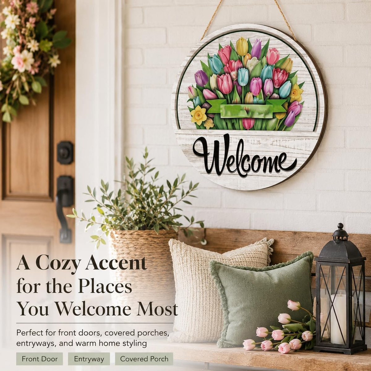 🧲 Interchangeable Magnetic Seasonal Welcome Door Sign|16-Piece Interchangeable Welcome Sign Set