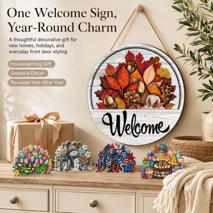 🧲 Interchangeable Magnetic Seasonal Welcome Door Sign|16-Piece Interchangeable Welcome Sign Set