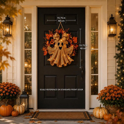 👻 Rustic Burlap Ghost Halloween Wreath