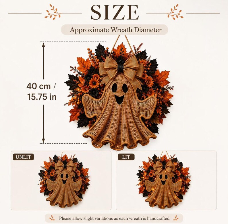👻 Rustic Burlap Ghost Halloween Wreath