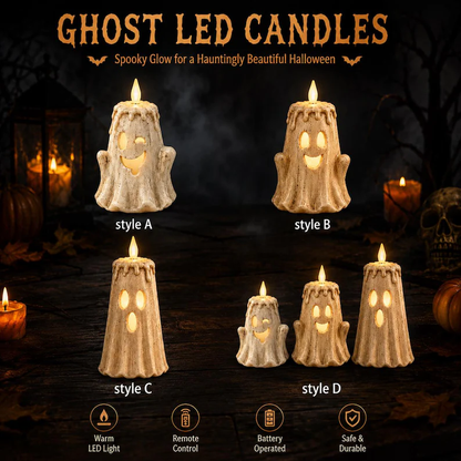 👻Ghost LED Candle Set | Halloween Spooky Ghost Decor