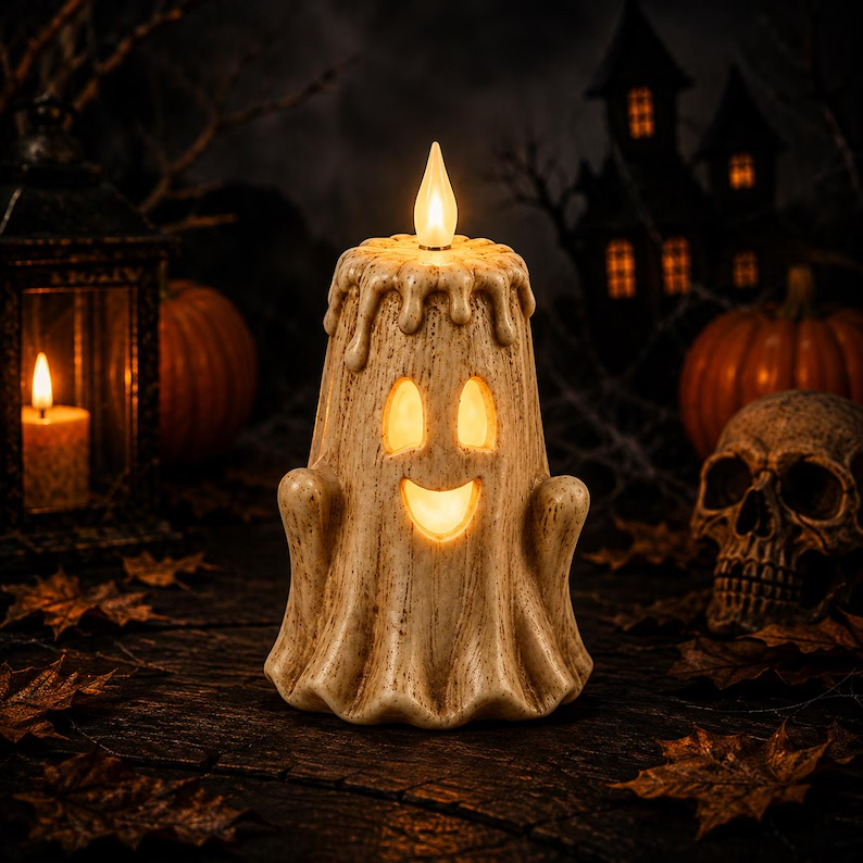 👻Ghost LED Candle Set | Halloween Spooky Ghost Decor