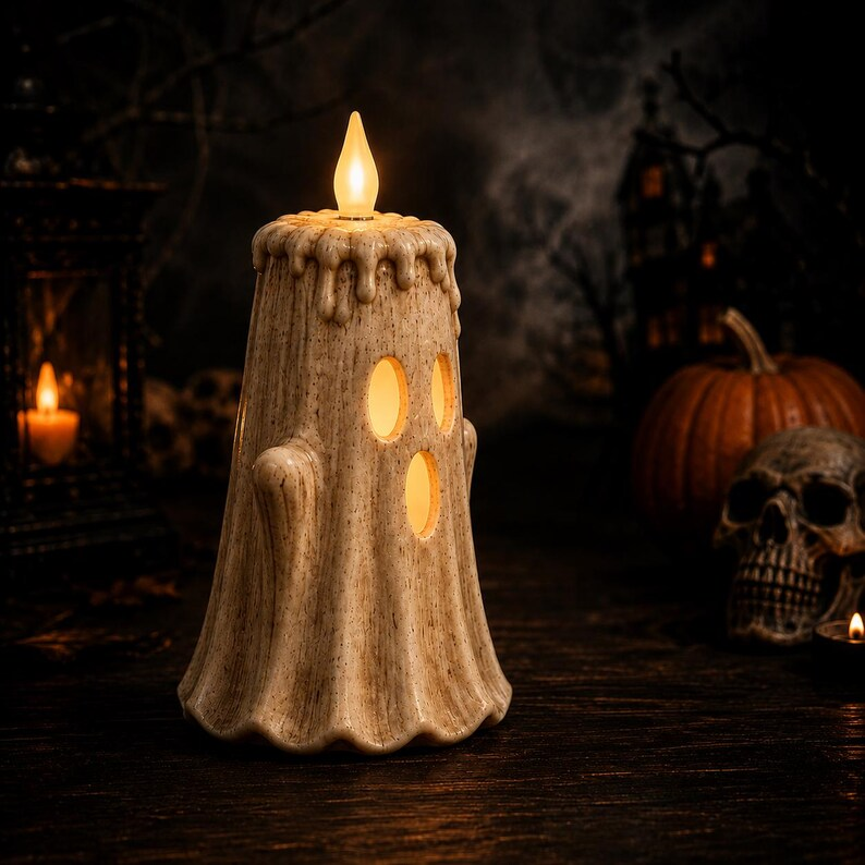 👻Ghost LED Candle Set | Halloween Spooky Ghost Decor