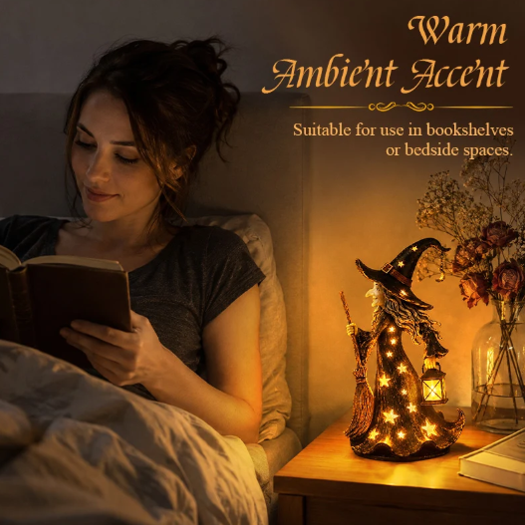 🧙‍♀️🌙 Glowing Starlight Witch Figurine|Magical Spooky‐Cute Night Light Decor