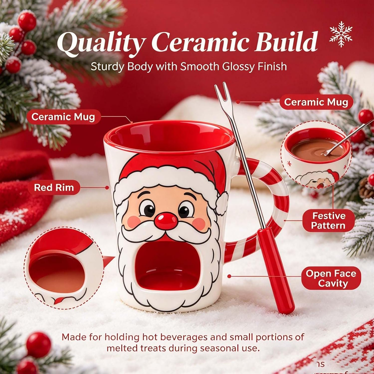 🎅🍫Santa Chocolate Fondue Mug|Christmas Chocolate Fondue Cup