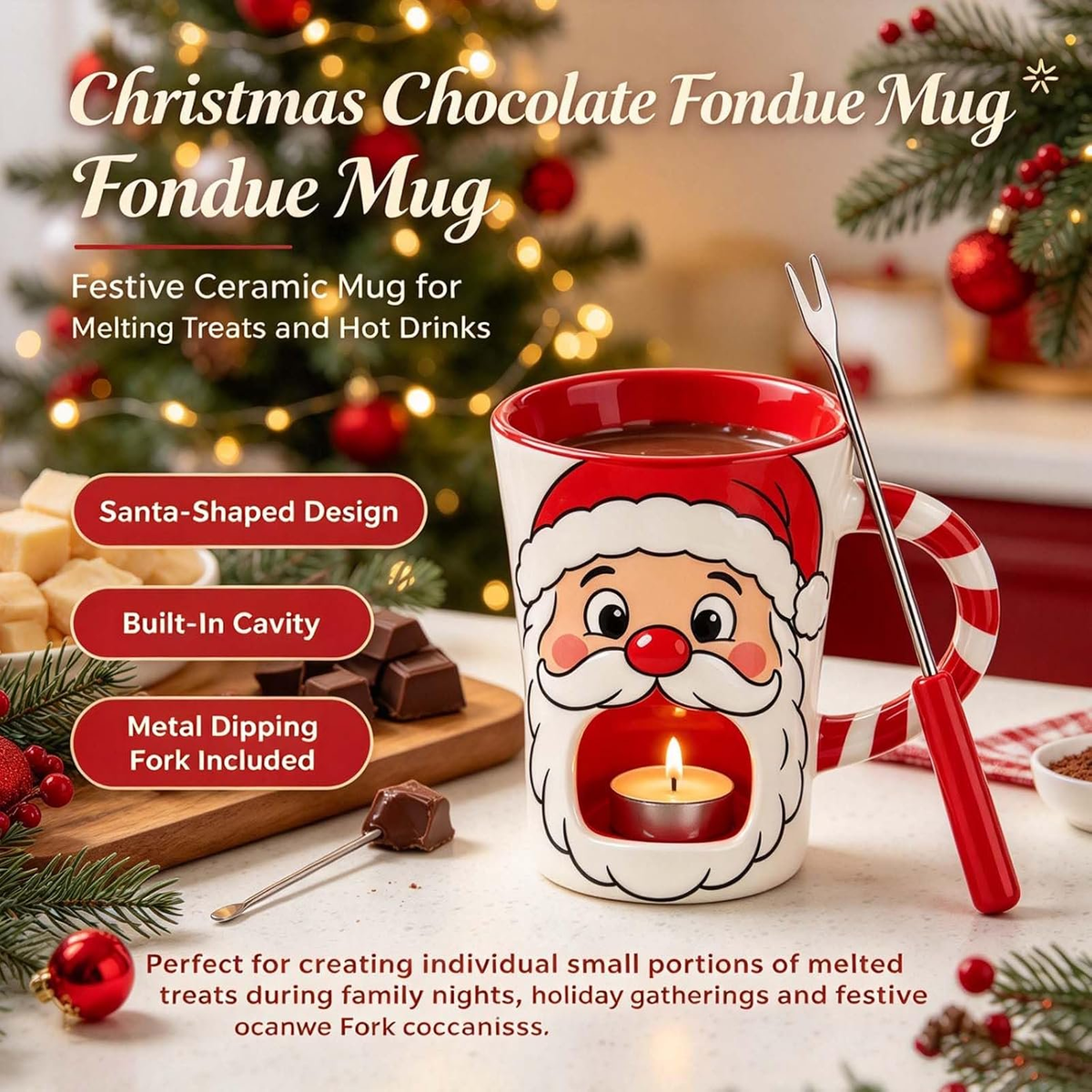 🎅🍫Santa Chocolate Fondue Mug|Christmas Chocolate Fondue Cup
