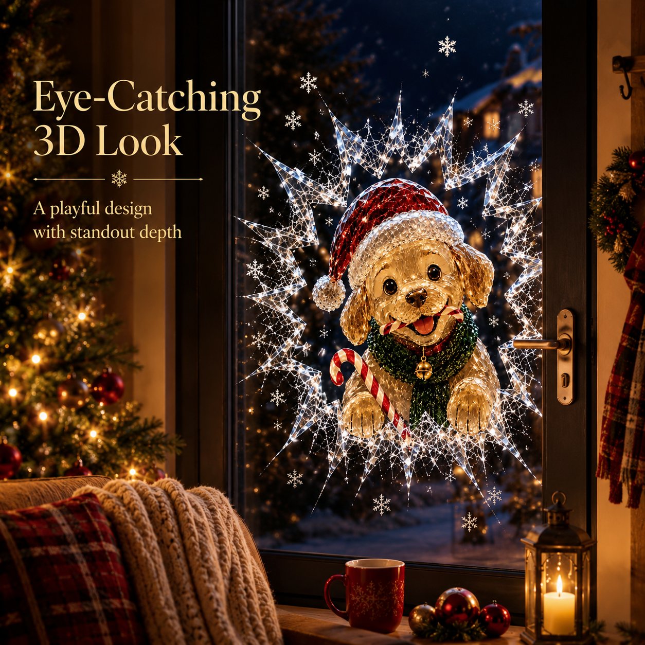 ✨🎄Crystal Christmas Break-In Window Decal — 3D Shattered-Glass Holiday Window Decoration