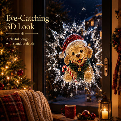 ✨🎄Crystal Christmas Break-In Window Decal — 3D Shattered-Glass Holiday Window Decoration
