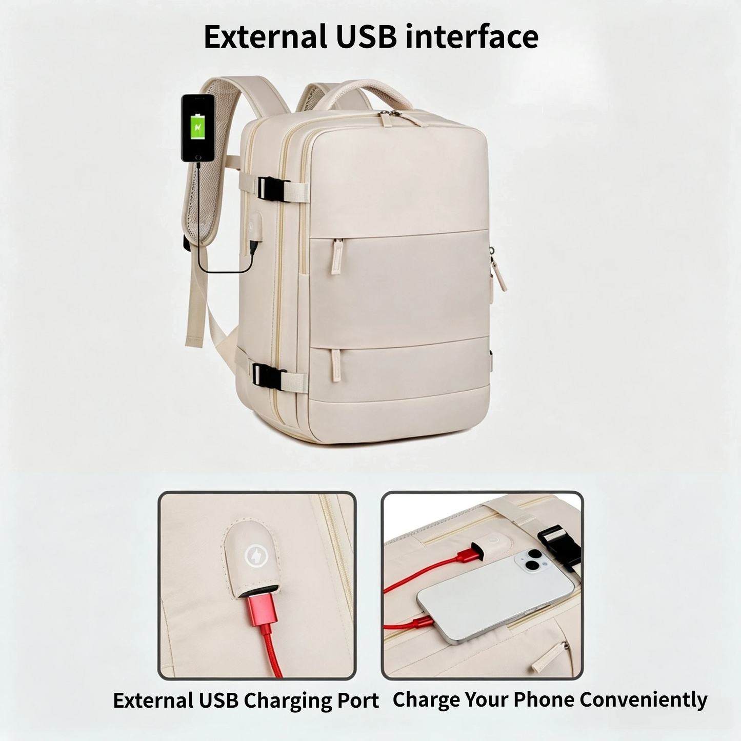 💼 Professional Travel Backpack with USB Port – 180° Opening Laptop Bag for Business Commute