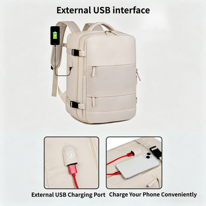 💼 Professional Travel Backpack with USB Port – 180° Opening Laptop Bag for Business Commute