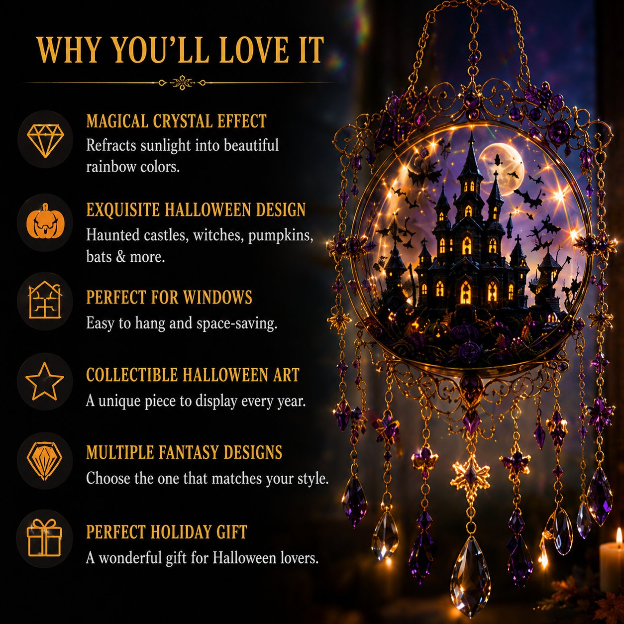 🎁Halloween Special Offer 50% OFF –🏰🎃Halloween Light-Catching Hanging Ornament