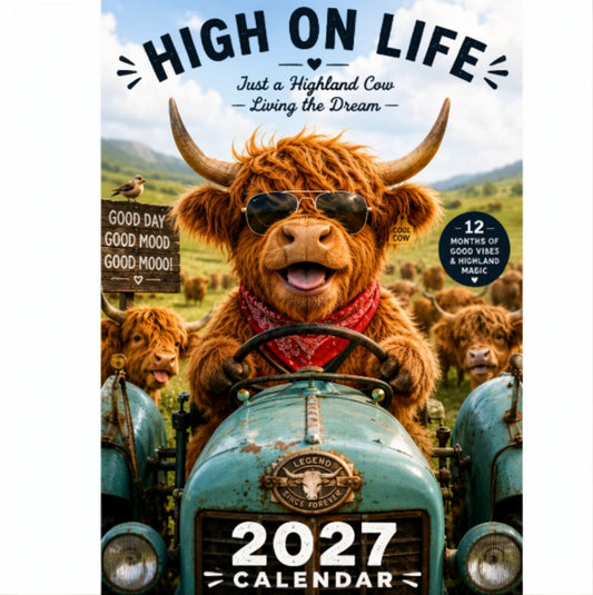 2027 Funny Highland Cow Wall Calendar A4 Hanging Calendar