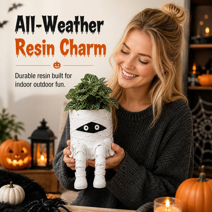 🎃💀Halloween Dangling Leg Resin Planter | Spooky Cute Shelf Sitter Plant Pot for Indoor & Outdoor Halloween Decor